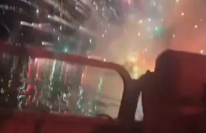 navy pier firework close up video at the yacht or boat
