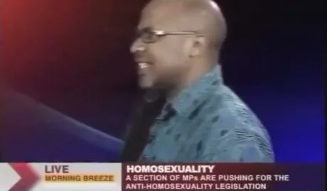 Pastor Martin Ssempa debating at a tv show